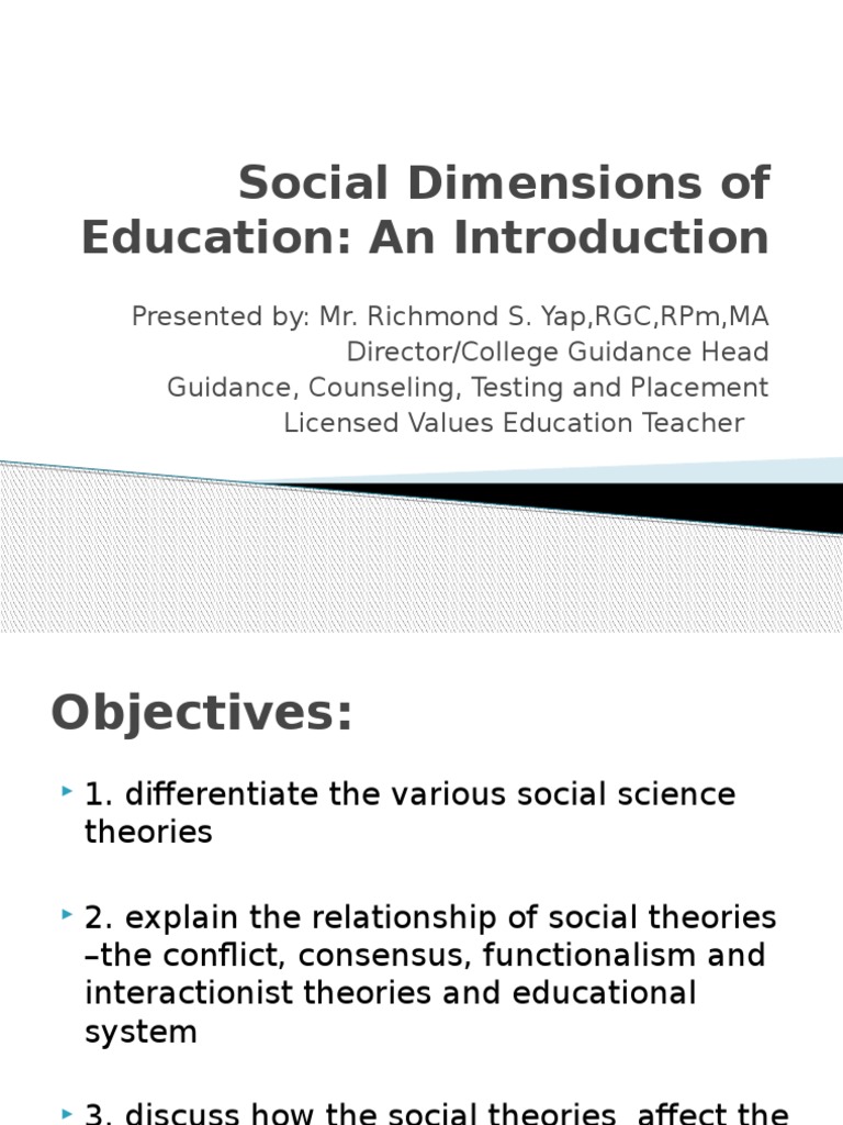 Social Dimension of Education | PDF | Scientific Theories ...