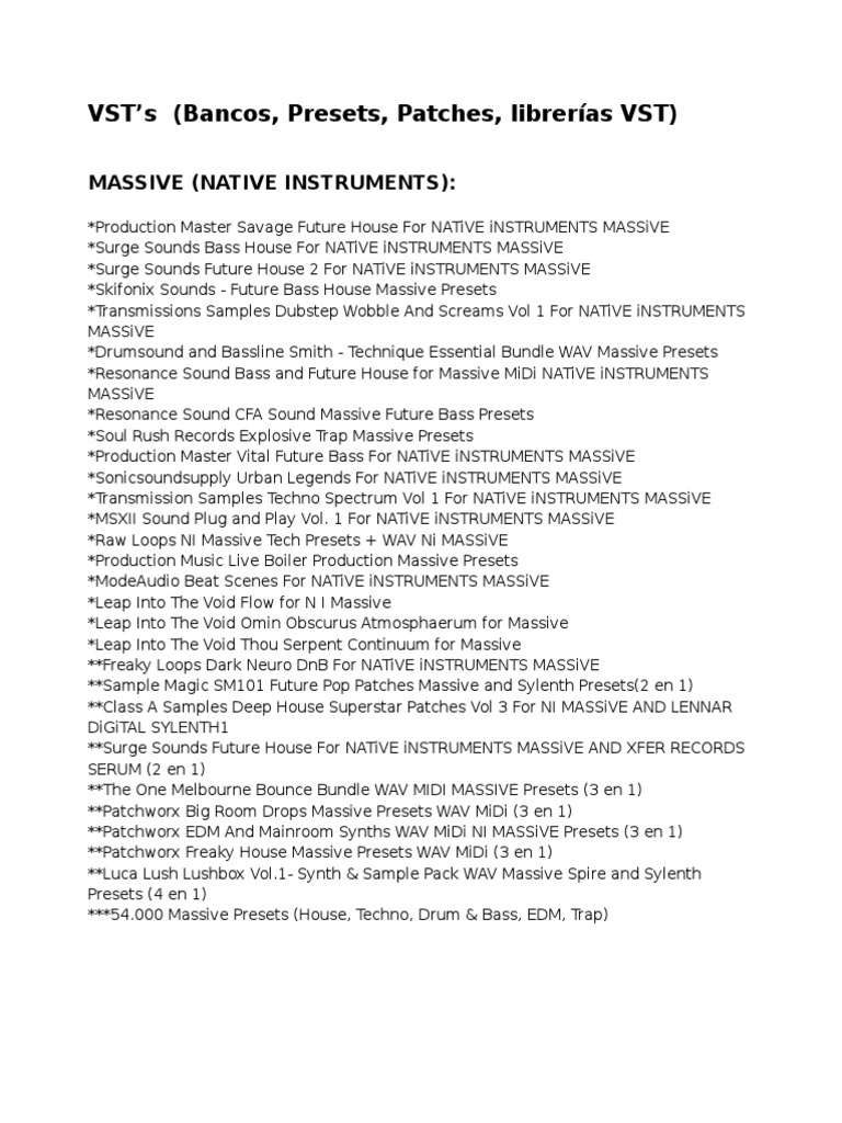 VST Presets and Libraries Overview | PDF | Drum Kit | Synthesizer