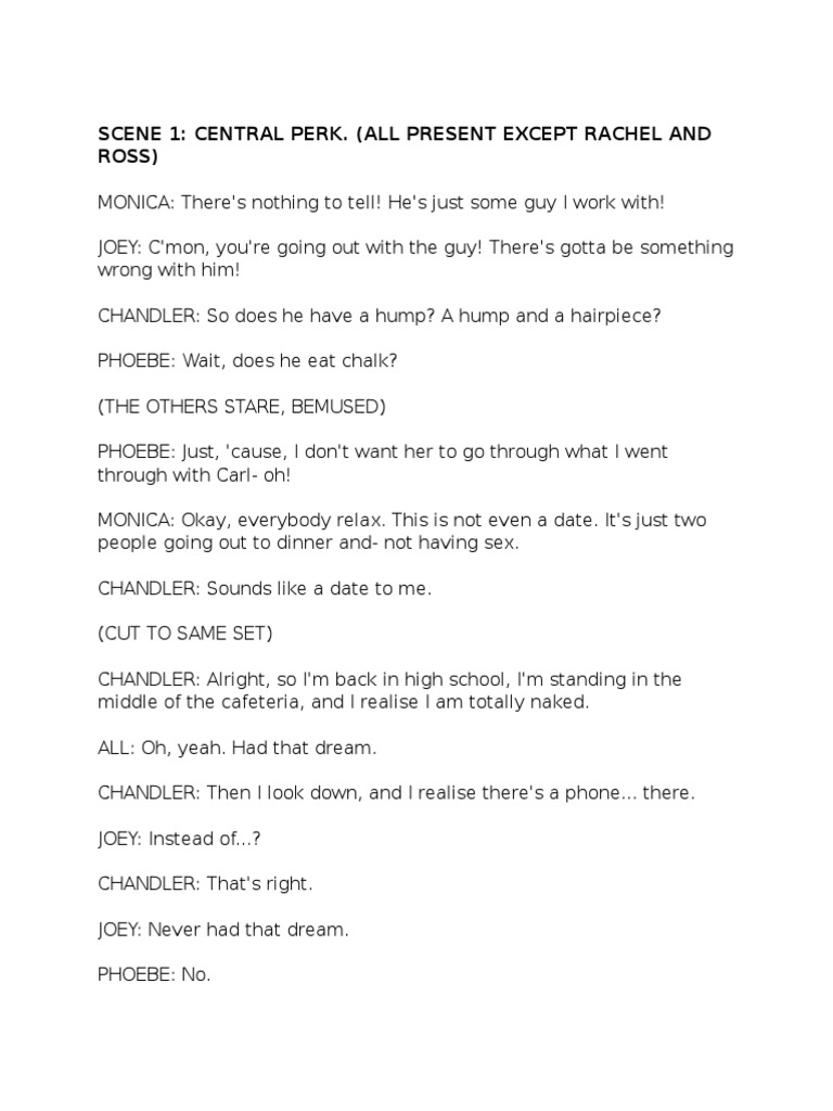 Friends Episode 1: Rachel's Wedding Crisis | PDF | Friends | Leisure