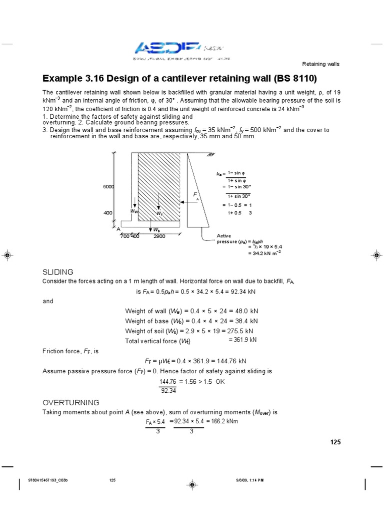 Cantilever Retaining Wall Design Guide | PDF | Column | Beam (Structure)