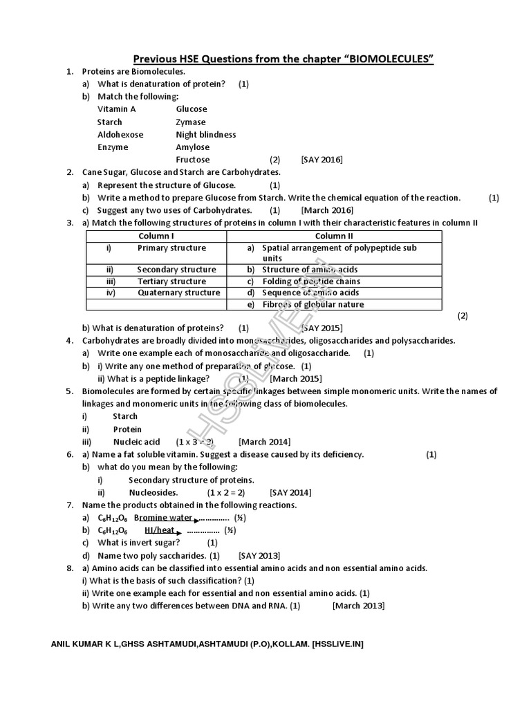 Biomolecules Anil Hsslive PDF Biomolecules Carbohydrates