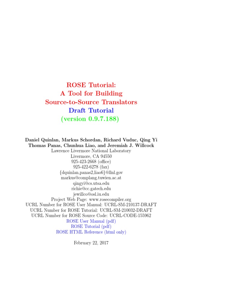 ROSE Tutorial | PDF | Input/Output | Parameter (Computer Programming)