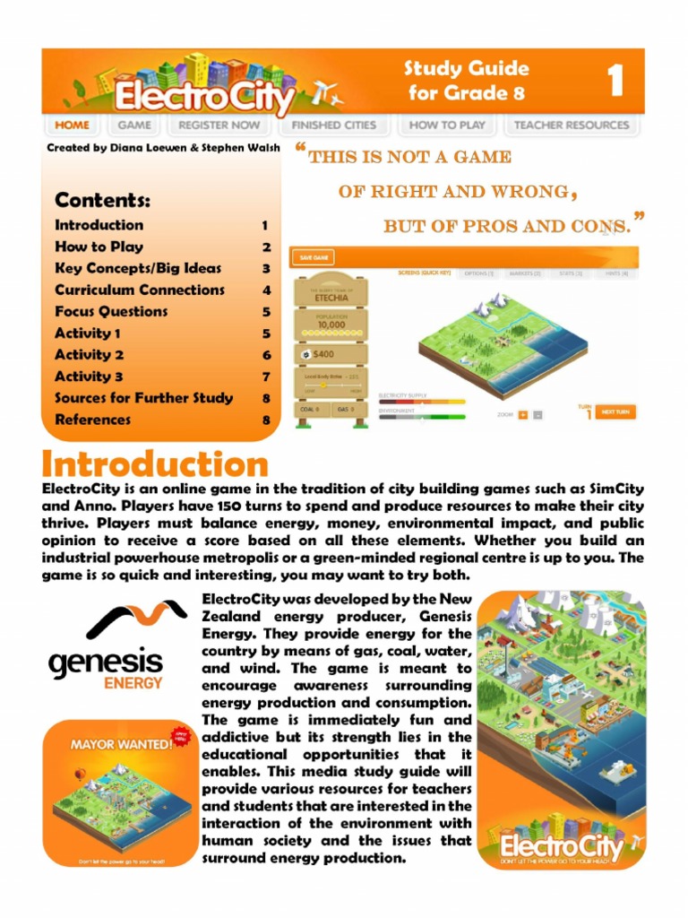 electrocity study guide