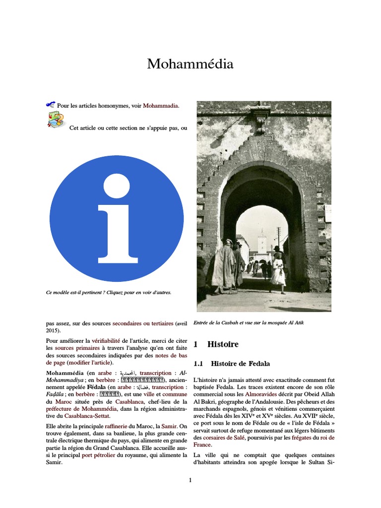Mohammedia : Histoire et Géographie | PDF | Écoles | Loisirs
