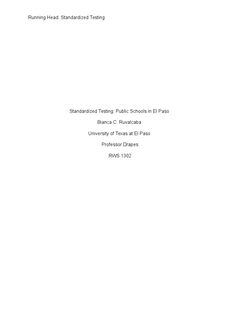 Standardized Testing Final Pdf Standardized Tests Test Assessment