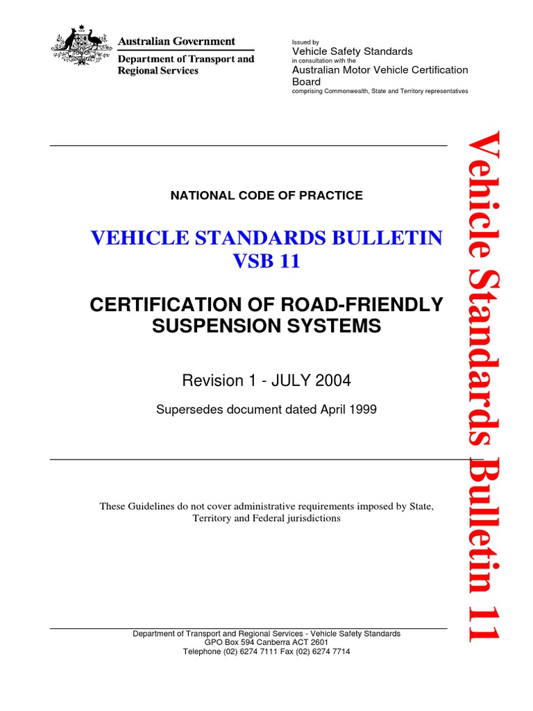 Certification of Road Friendly Suspension PDF PDF Suspension