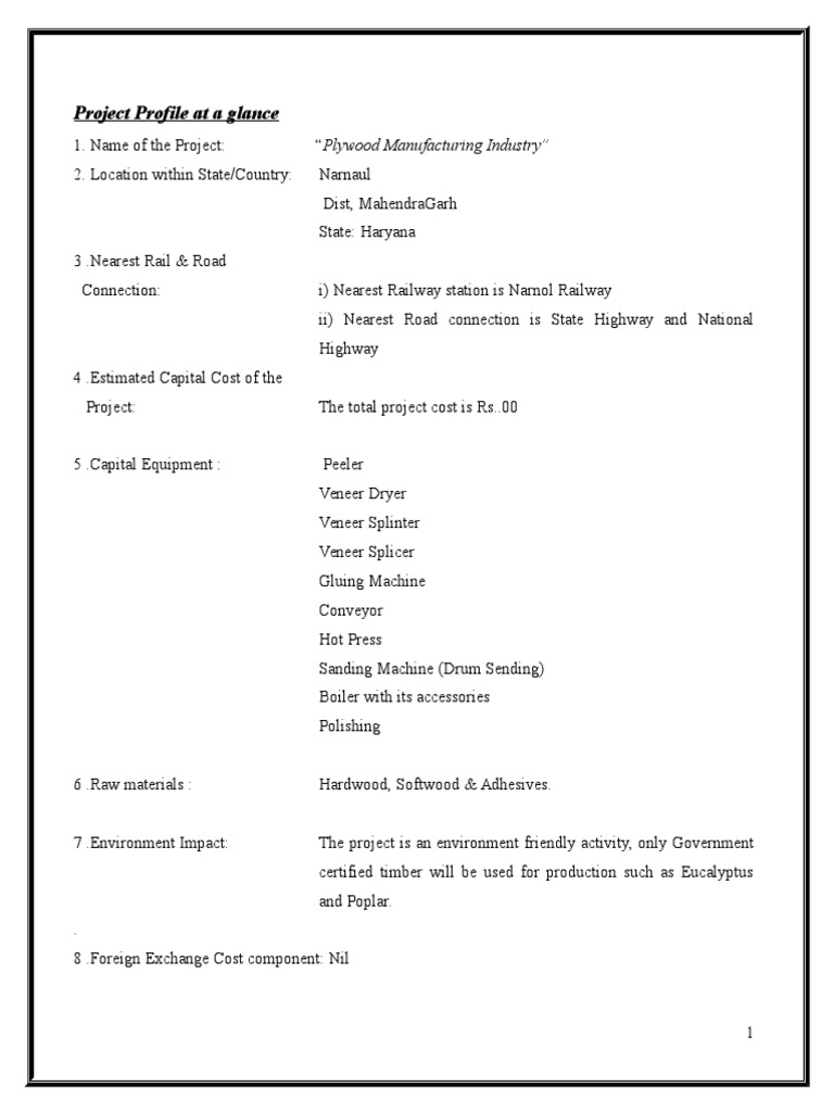 Project Report On Plywood Manufacturing PDF Plywood Wood Veneer