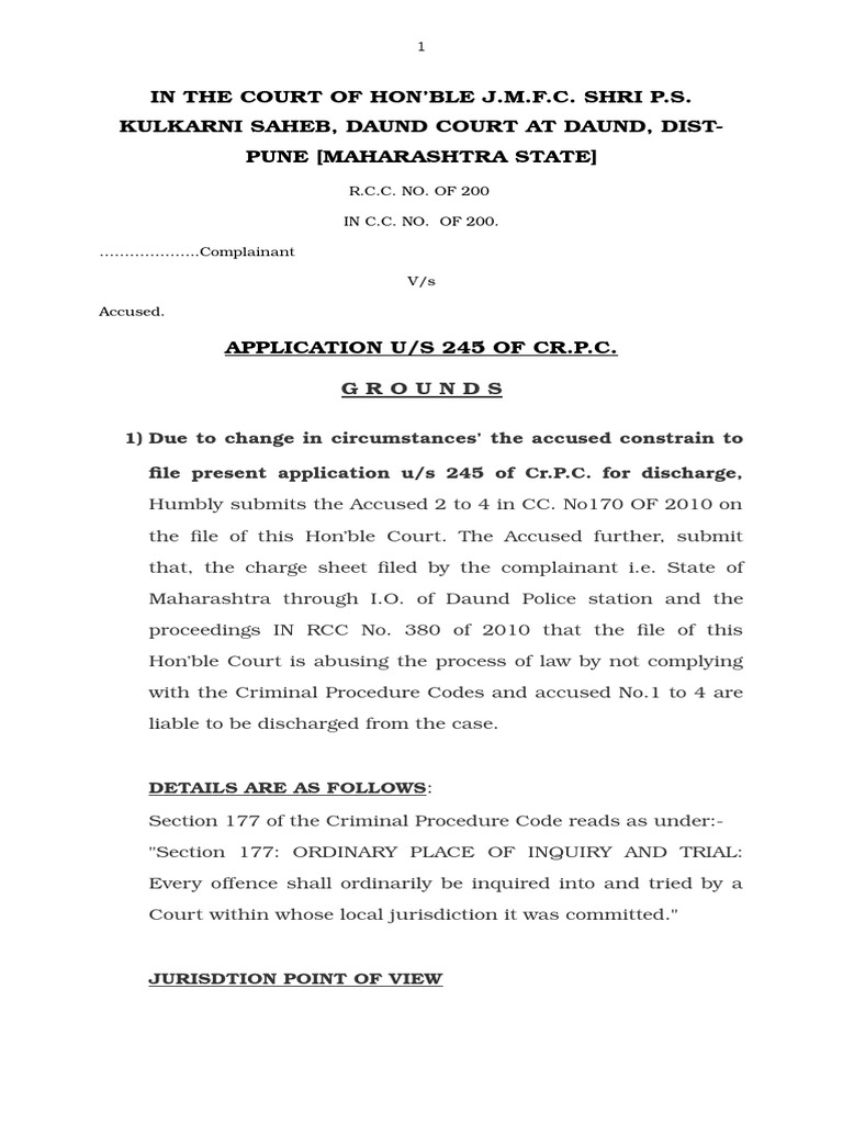 Discharge Application Us 245 of CRPC | PDF
