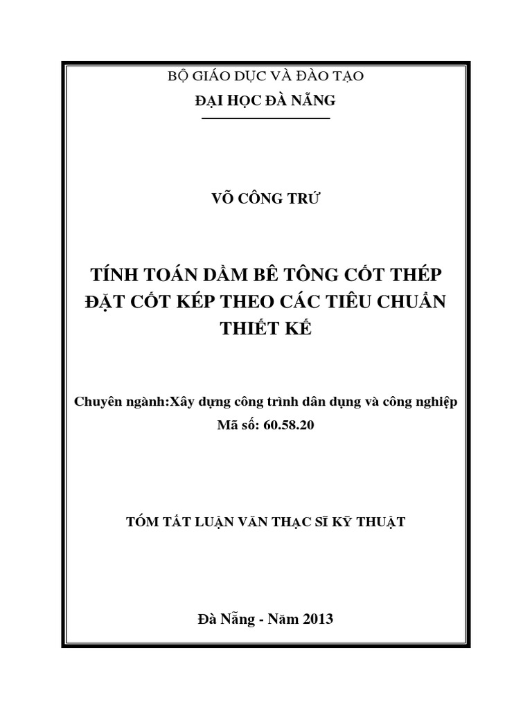 Tinh Toan Dam Dat Cot Thep Kep PDF | PDF