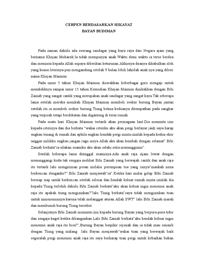 Cerpen Berdasarkan Hikaya1 Docx