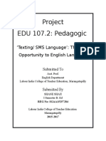 B Ed Project Front Page