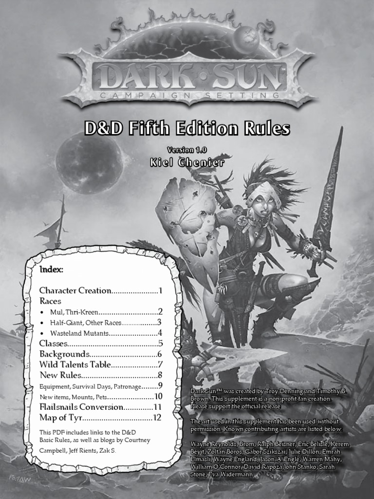 Dark Sun 5e Rules (Ver1.1) | Dwarf (Dungeons & Dragons) | Elf (Dungeons