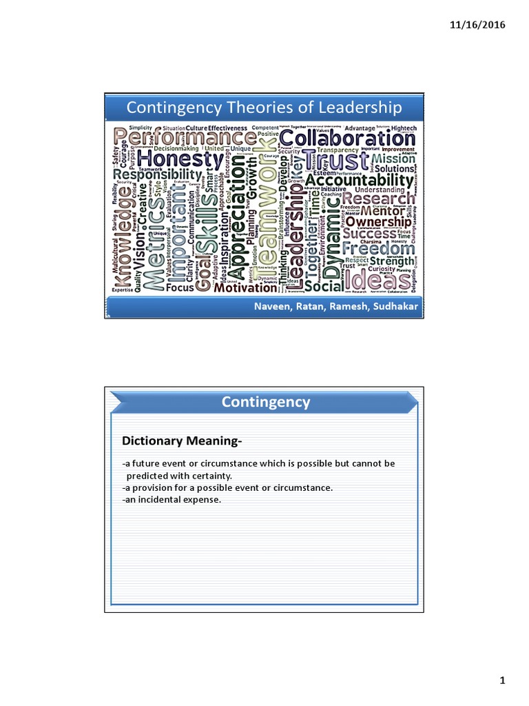 Contingency Theories of Leadership | Download Free PDF | Leadership ...