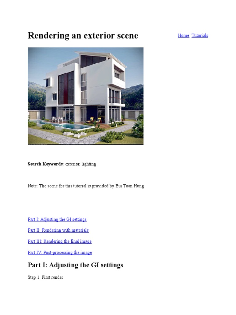 Exterior Scene Rendering Tutorial | PDF | Rendering (Computer Graphics ...