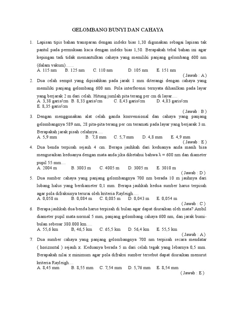 Gelombang Bunyi Dan Cahaya Pdf