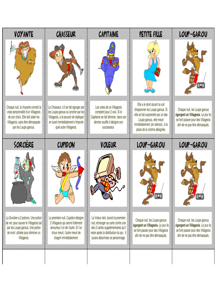 Jeu Du Loup Garou A Fabriquer Annexe_10_-_cartes_loups-garous.pdf | Loups-garous | Loisirs