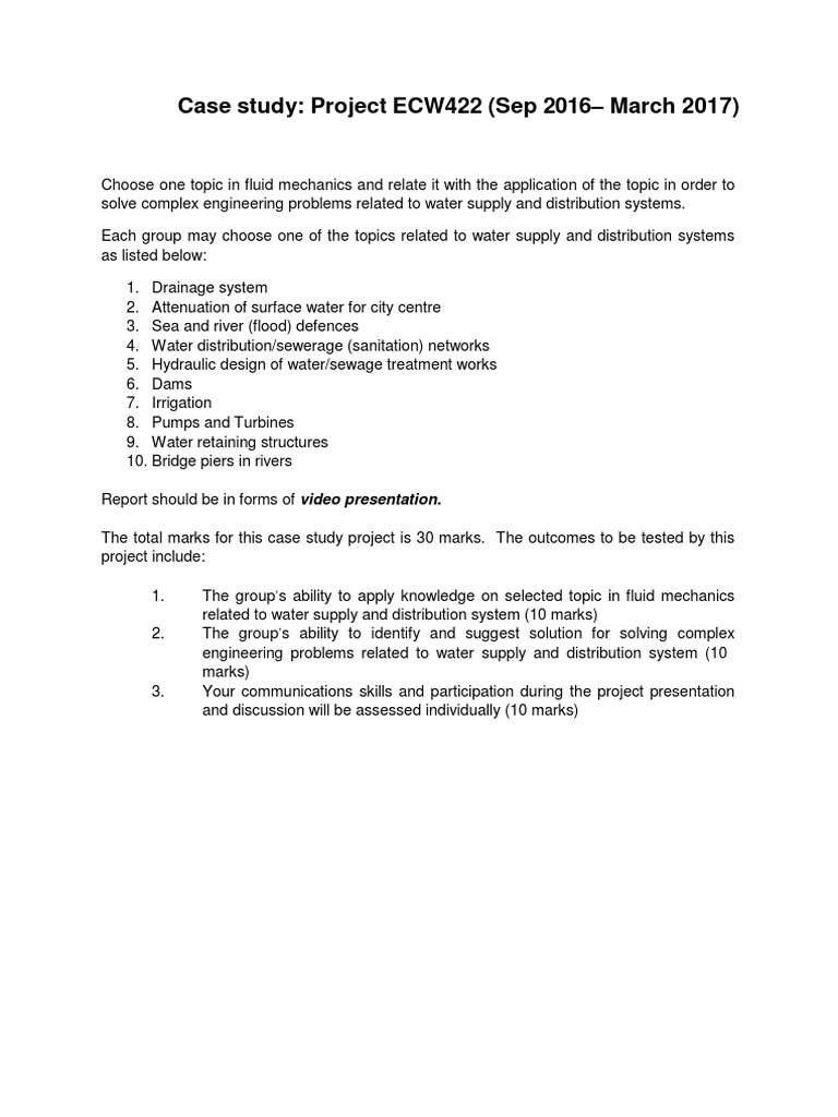 Fluid Mechanics Case Study: Water Systems | PDF