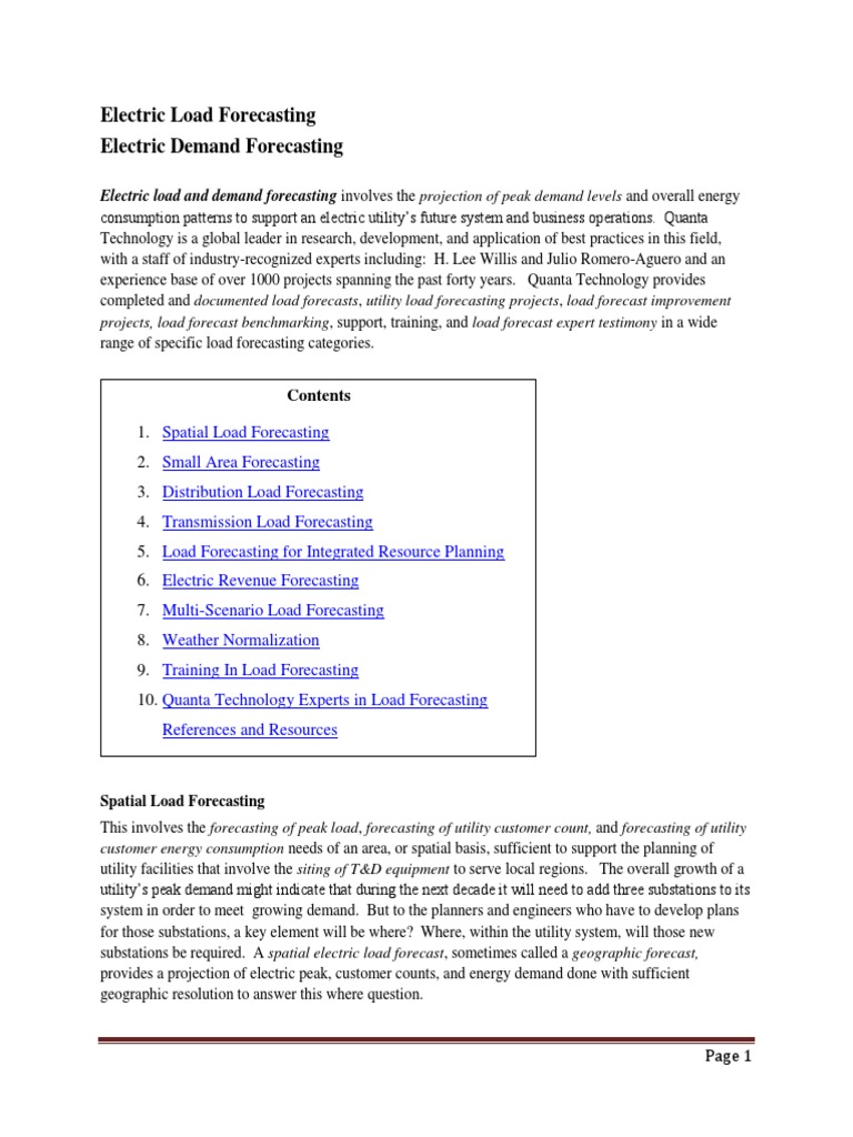 Load Forecasting 12 01 13 Pdf Pdf Forecasting Weather Forecasting