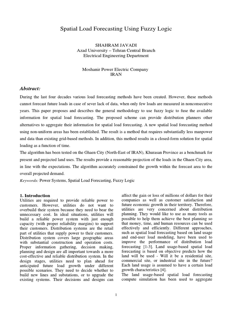 Fuzzy Logic for Spatial Load Forecasting | PDF | Forecasting | Fuzzy Logic
