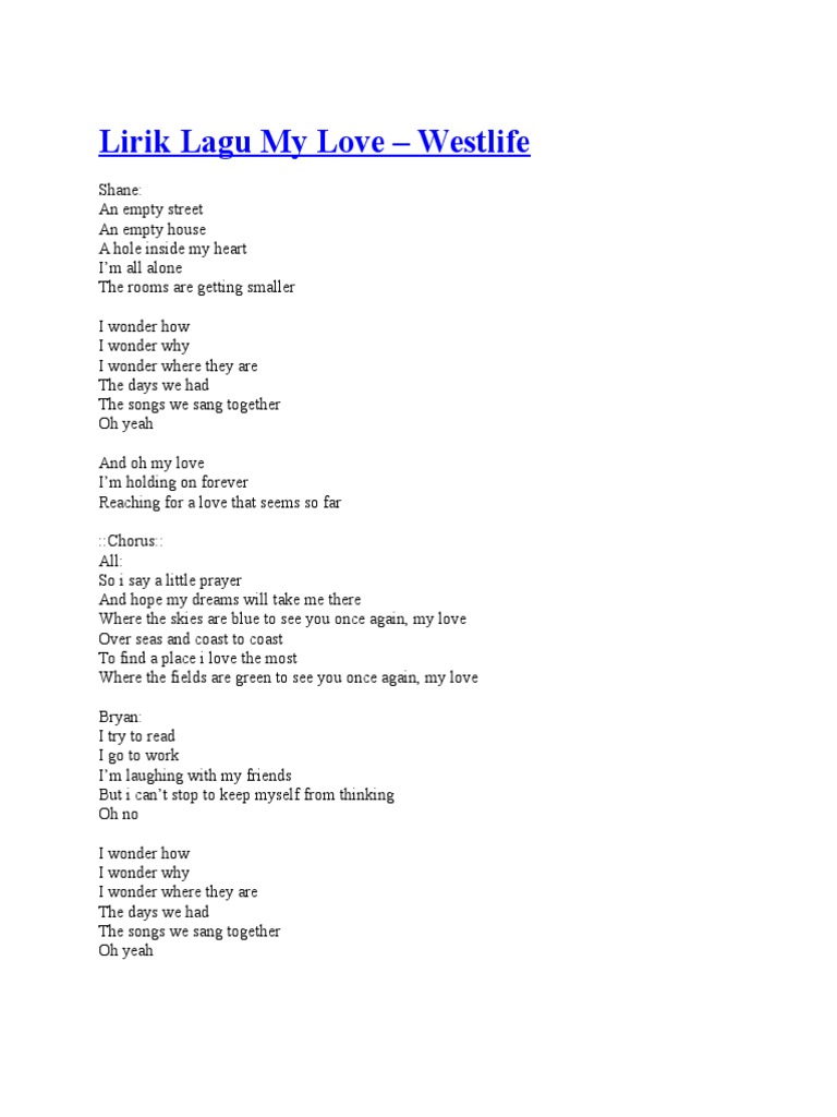 Lirik Lagu My Love