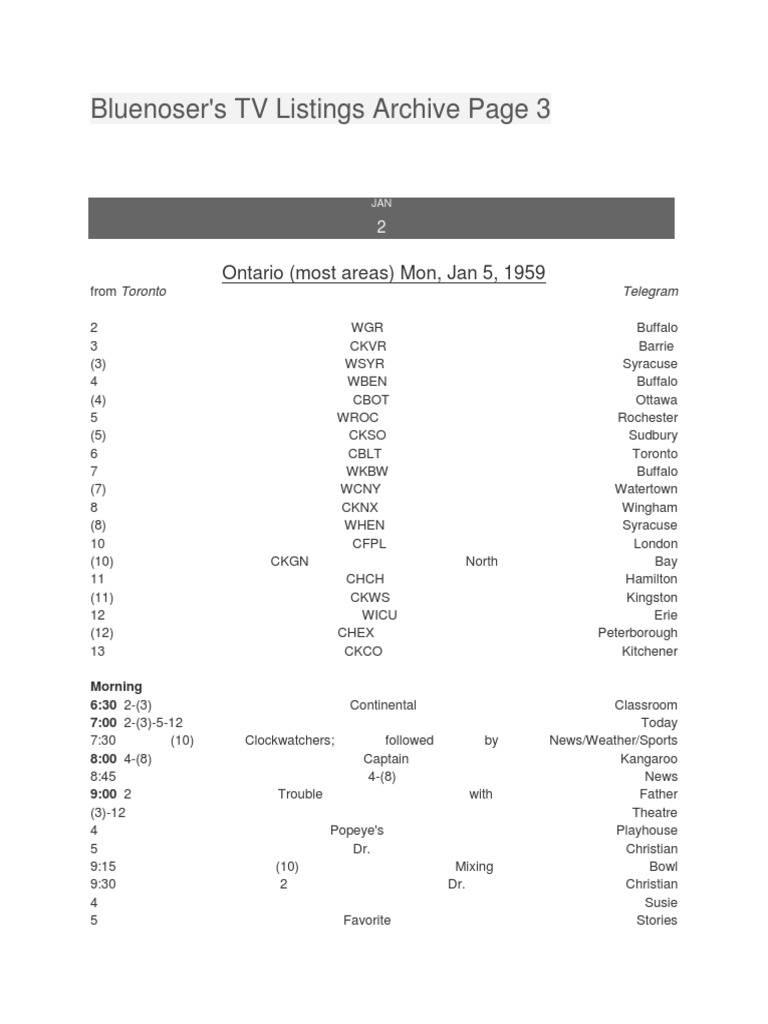 Bluenoser S Tv Listings Archive Leisure Entertainment General