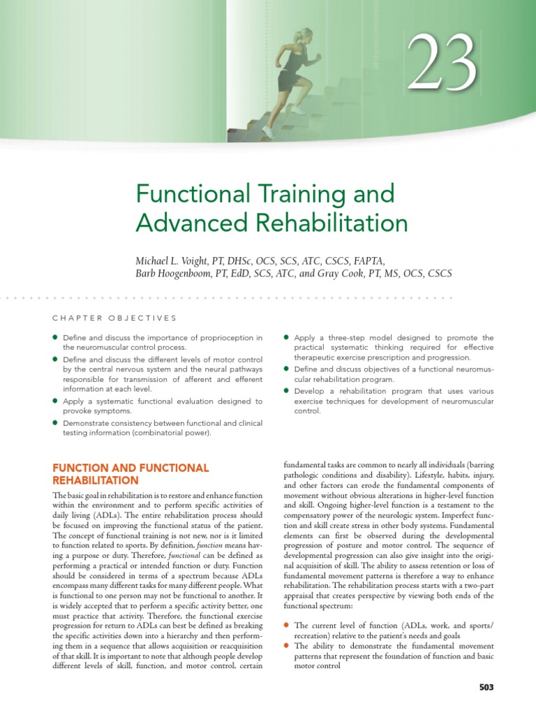 Functional Training in Rehabilitation | PDF | Balance (Ability) | Motor ...
