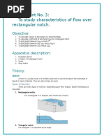 Experiment No. 3: To Study Characteristics of Flow Over Rectangular Notch