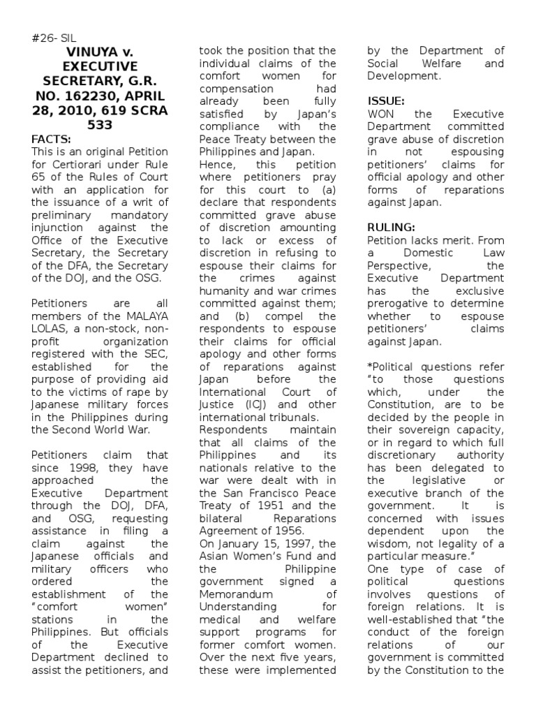 Vinuya v executive secretary pdf international law ethical
