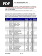 List of Applicants Till Date (08 July, 2016) B.Tech. Lateral Entry For Diploma Holders in 2nd Year (Form No. 15)