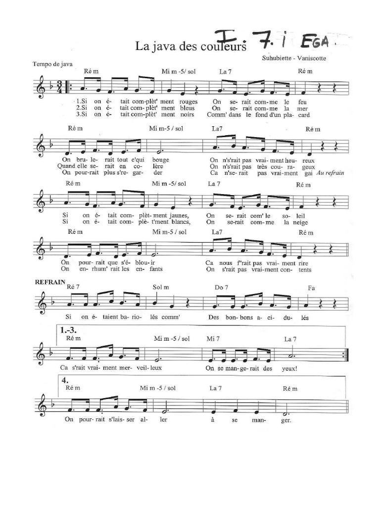 La Java Des Couleurs Partition