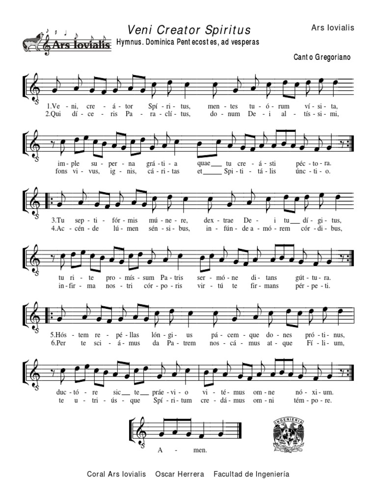 Veni Creator Spiritus Testo Italiano Veni Creator Spiritus