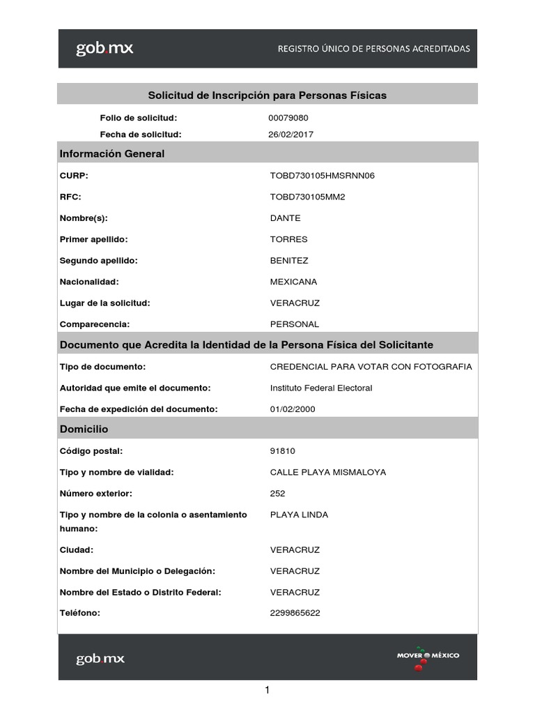 Solicitud de Inscripción en RUPA | PDF | Información del gobierno ...