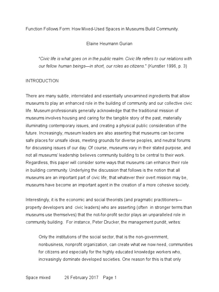 Function Follows Form Absolute Final | PDF | Social Capital | Museum