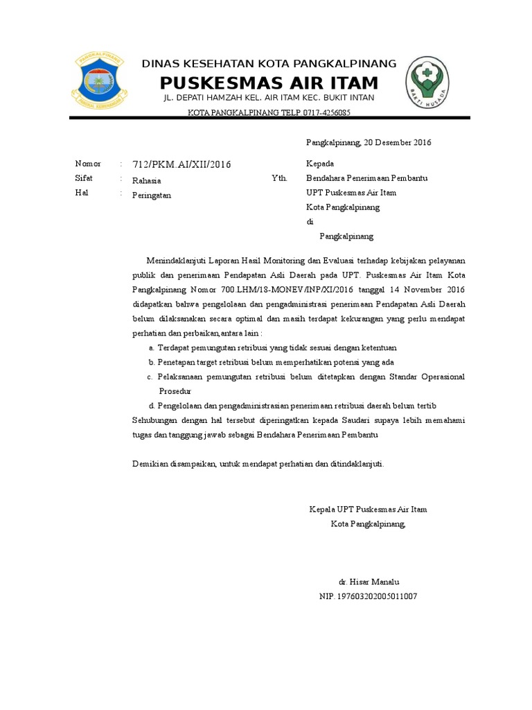 Surat Balasan Inspektorat