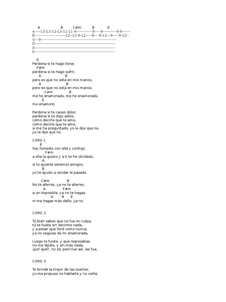 Perdona Si Te Hago Llorar Para Guitarra Pdf