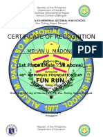 Certificate of Recognition Fun Run