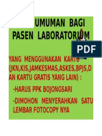 Pengumuman Bagi Pasen Laboratorium