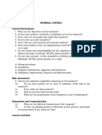 Questions: Internal Control Control Environment