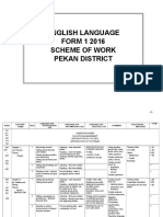 English Language FORM 1 2016 Scheme of Work Pekan District