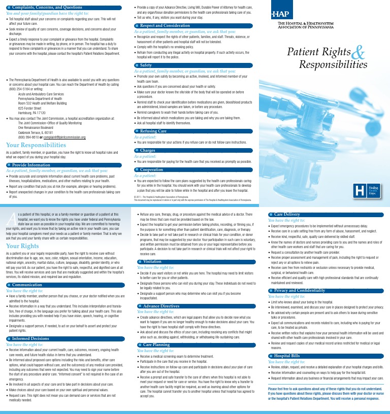 Patient Rights and Responsibilities | PDF | Patient | Joint Commission