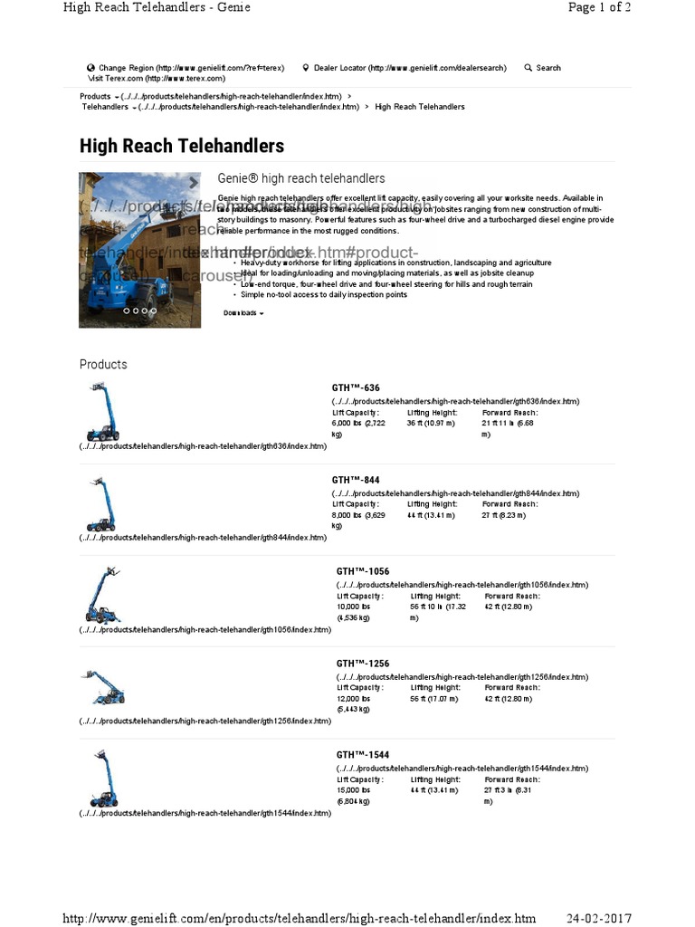 Genie Telehandlers Range | PDF | Vehicle Technology | Transportation ...