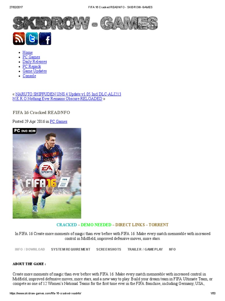 Fifa 16 Cracked Readnfo Skidrow Games Online And Offline Computing