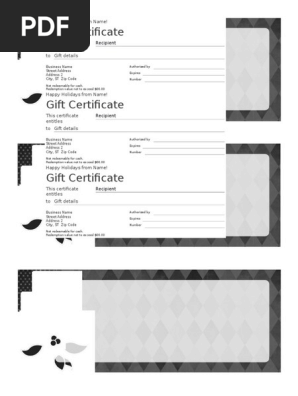 Holidays Gift Certificate