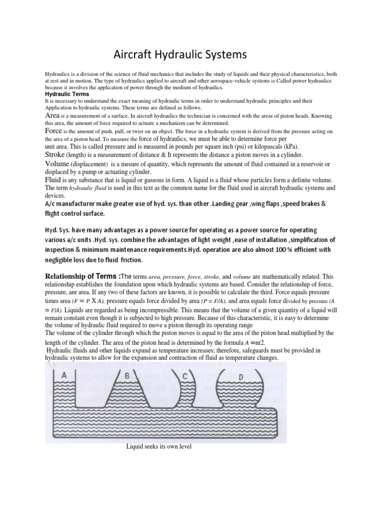 Aircraft Hydraulic Systems Notes PDF Valve Landing Gear