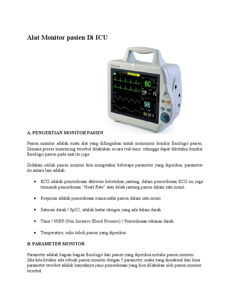 Alat dan Fungsi Monitor ICU Pasien | PDF