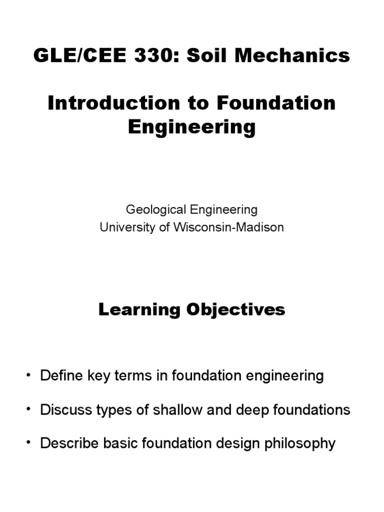 Intro To Foundation Engineering PDF Foundation (Engineering) Deep