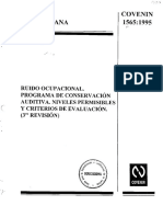 Norma COVENIN 1565-95 Ruido Ocupacional. Programa de Conservacion Auditiva. Niveles Permisibles y Criterios de Evaluacion.pdf