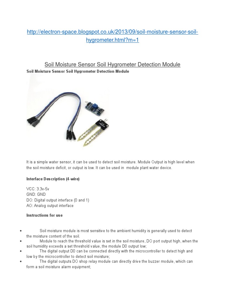 Soil Moisture Sensor Module Overview | PDF | Sensor | Soil
