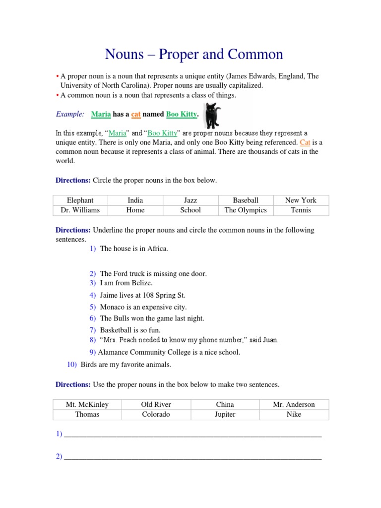 Nouns - Common and Proper