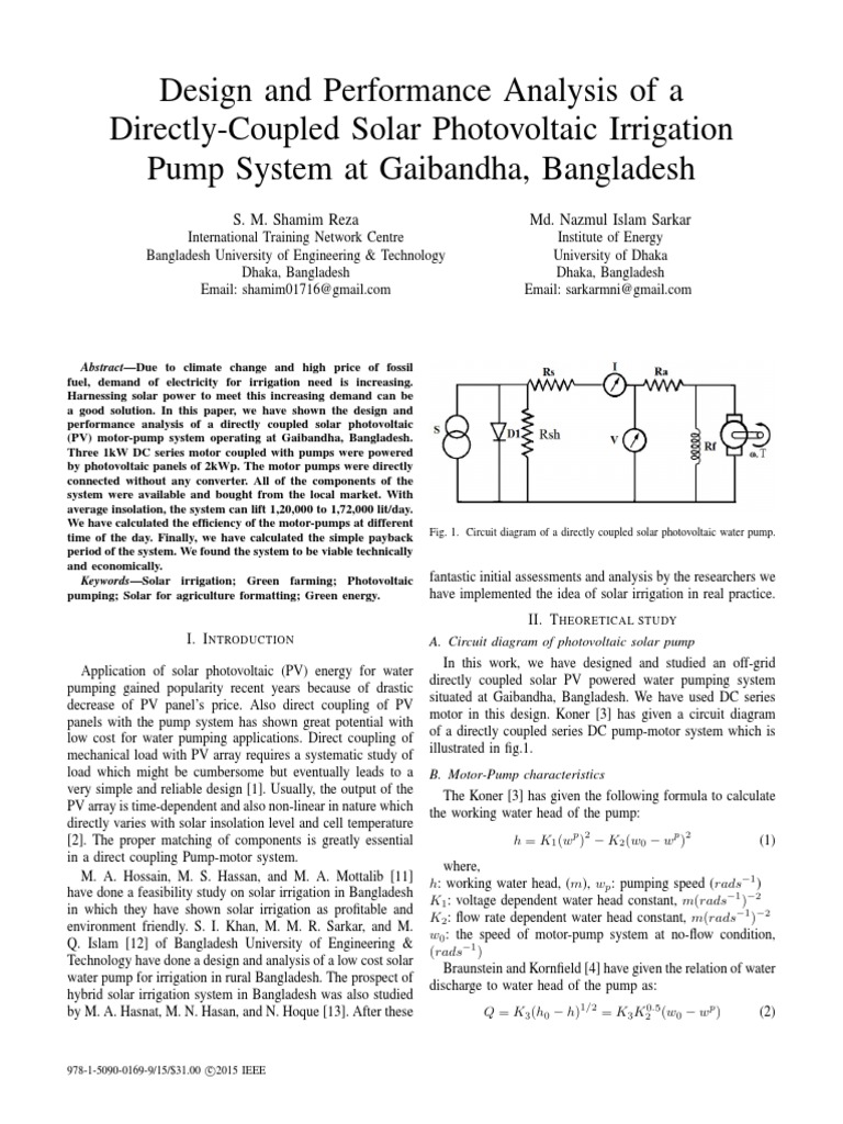 Solar PV Irrigation System in Bangladesh | PDF | Photovoltaics ...